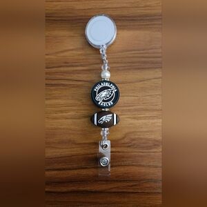 Philadelphia Eagles Retractable Badge Holder - Black and White
